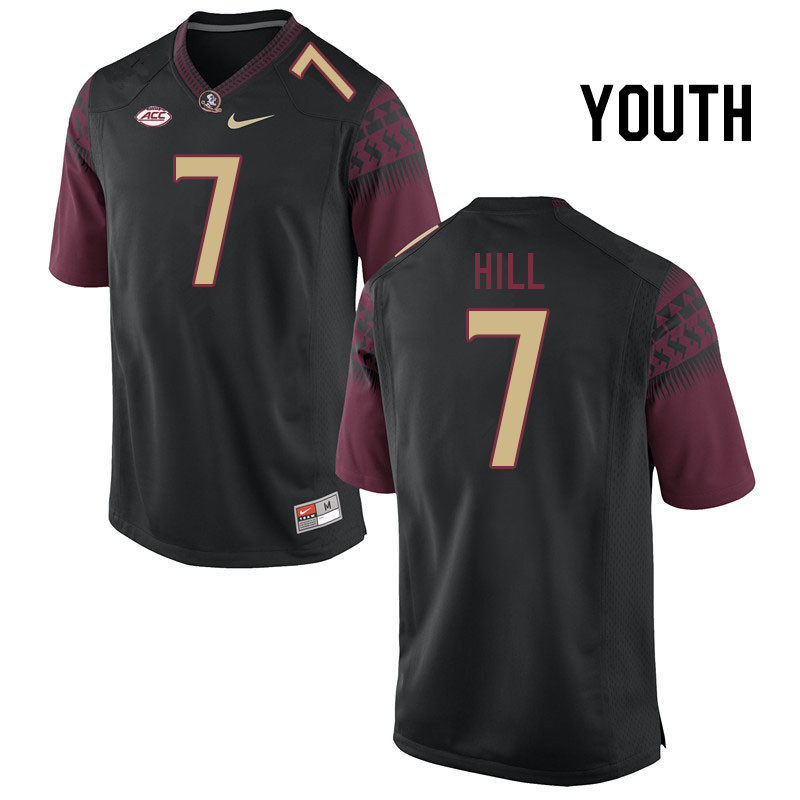 Youth #7 Destyn Hill Florida State Seminoles College Football Jerseys Stitched Sale-Black - Click Image to Close